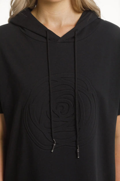 Rose Road Cruz Dress Black with Large Embossed Rose