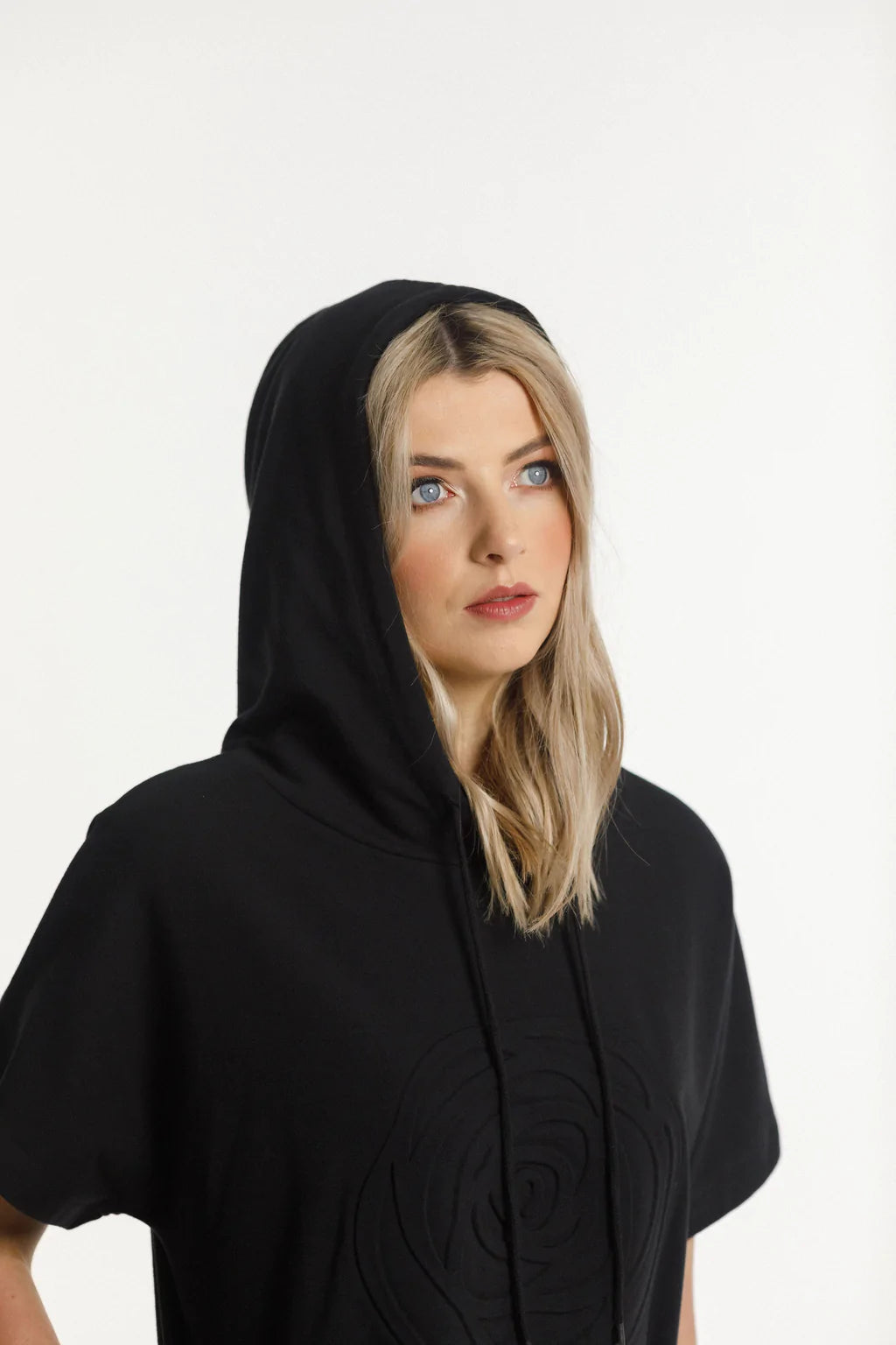 Rose Road Cruz Dress Black with Large Embossed Rose