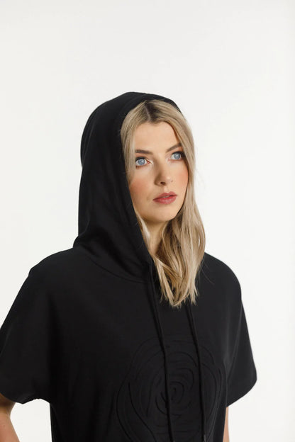 Rose Road Cruz Dress Black with Large Embossed Rose
