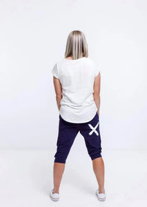 Home-Lee 3/4 Apartment Pants Evening Blue with White X