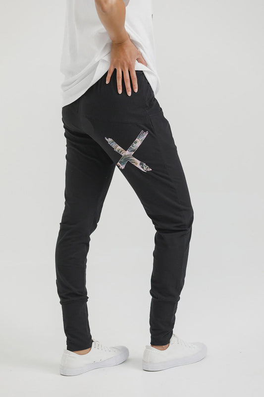 Homelee Apartment Pants -  Black with Swirl Print