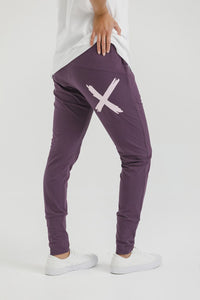 Home-Lee Apartment Pants Plum with Pastel Pink