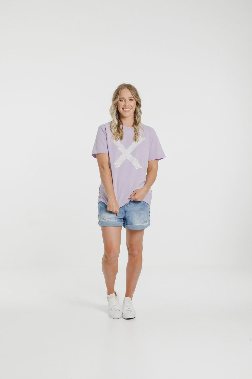 Home-Lee Chris Tee Periwinkle with Stripe X