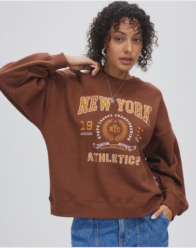 All About Eve NY Sports Sweater Brown