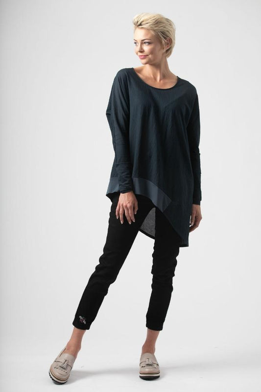 Moss by Mi Moso  Olive Drape Top Navy