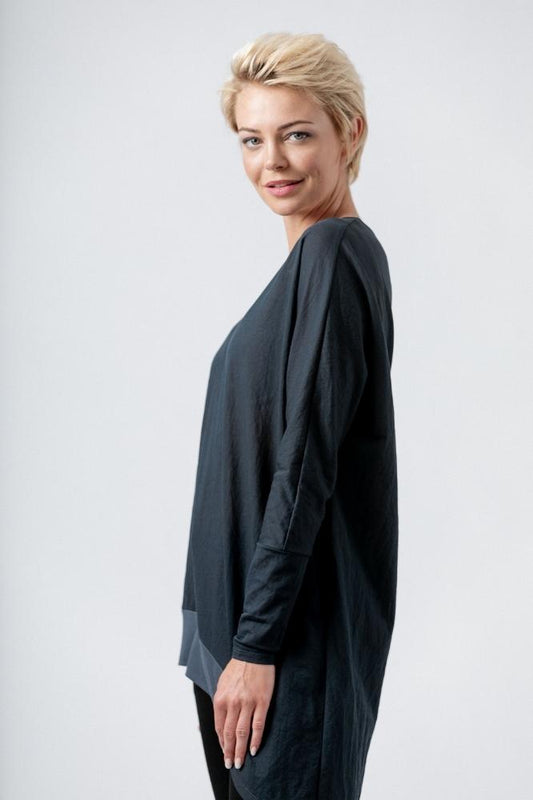 Moss by Mi Moso  Olive Drape Top Navy